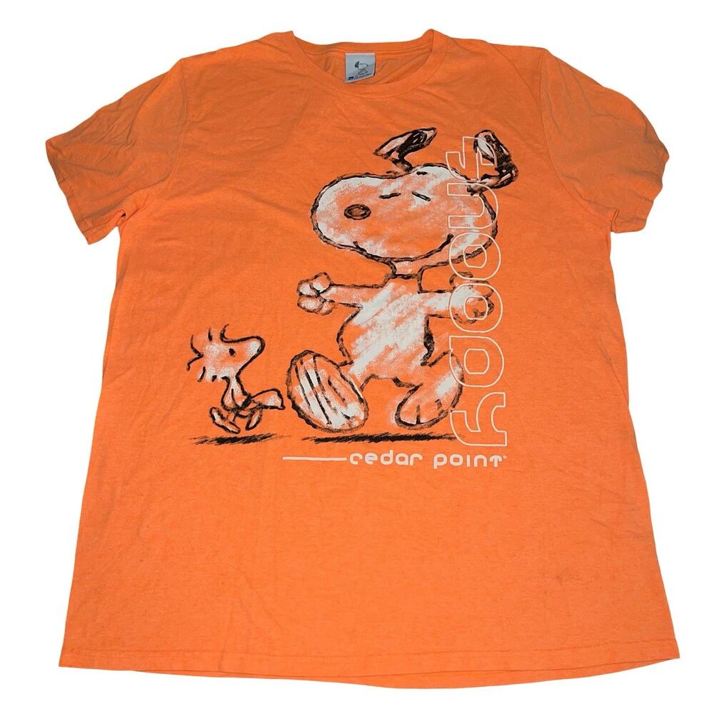 Cedar Fair Cedar Point Peanuts Snoopy Orange Shirt XL Graphic Novelty Souvenir